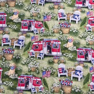 Camping Patriotic by Susan Winget for Springs Creative Fabric - 1/2 Yd - Dog